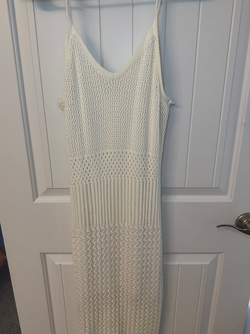 White Knit Dress with Spaghetti Straps